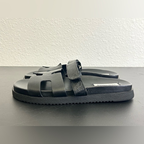 STEVE MADDEN Size 9 Black Leather Mayven Slide Sandals SLIP ON - Picture 3 of 9